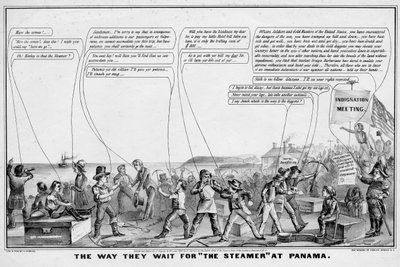 Il modo in cui aspettano il piroscafo a Panama, pubblicato da N Currier, New York, 1849 da John Cameron